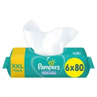 Chusteczki nawilżane - Procter & Gamble Pampers Fresh Clean chusteczki nawilżane dla niemowląt 6x 80 sztuk 7079870 - miniaturka - grafika 1