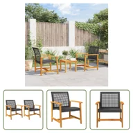 Fotele i krzesła ogrodowe - Krzesła ogrodowe The Living Store 2 szt. czarny polirattan i drewno akacjowe - miniaturka - grafika 1