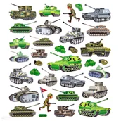 Szkolne artykuły papiernicze - Naklejki papierowe - Czołgi 33szt - Dalprint - miniaturka - grafika 1