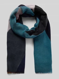 Szal z wełny ze wzorem z logo i frędzlami - Apaszki i szaliki męskie - miniaturka - grafika 1