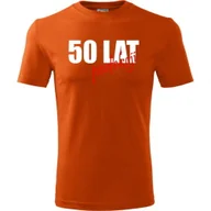 Koszulki męskie - Męska Koszulka z Nadrukiem 50 lat perfekcji Super Prezent na 50 Urodziny pomarańczowy XXL - miniaturka - grafika 1