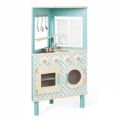 Zabawki AGD - Trójstronna drewniana kuchnia narożna Trio z 5 akcesoriami 3+ Janod - miniaturka - grafika 1