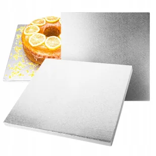Podkład na tort ciasto KWADRATOWY SREBRNY 36 x 36cm 1,2 cm SOLIDNY MOCNY - Dodatki do ciast w proszku - miniaturka - grafika 1