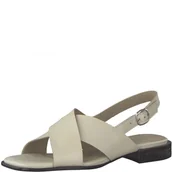 Sandały damskie - MARCO TOZZI Sandały damskie 2-28117-28, skórzane, z obcasem, beżowy - kremowy - 39 eu - miniaturka - grafika 1