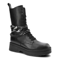 Botki damskie - Czarne Botki Karino Damskie Skórzane Modne Obuwie - miniaturka - grafika 1