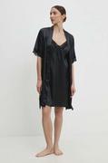 Piżamy damskie - Answear Lab komplet piżamowy kolor czarny satynowa - miniaturka - grafika 1