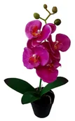 Sztuczne kwiaty - Storczyk Sztuczny W Doniczce Fioletowy Fuksja 38 Cm - miniaturka - grafika 1