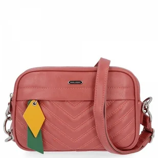 Torebka Damska Listonoszka w Jodełkę firmy David Jones Brudny Róż - Torebki damskie - miniaturka - grafika 1