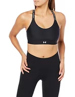 Biustonosze - Under Armour Damski biustonosz sportowy Infinity Covered Mid Czarny/czarny/szary (001) L - miniaturka - grafika 1