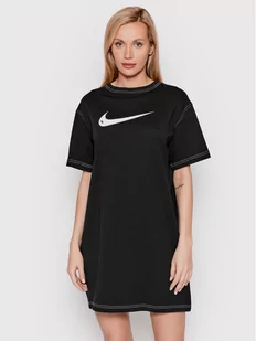 Nike Sukienka codzienna Swoosh DM6191 Czarny Oversize - Sukienki - miniaturka - grafika 1