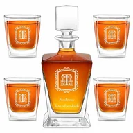 Karafki - Karafka do whisky pyramid z 4 szklankami capitol i grawerem - miniaturka - grafika 1
