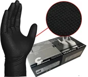 Rękawice robocze - Rękawice gumowe M nitrylowe teksturowane diament CZARNE DIAMOND 100 sztuk CONSORTE - miniaturka - grafika 1
