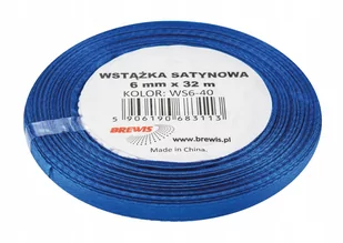 BREWIS Wstążka dekoracyjna satynowa 6mm/32m ciemnoniebieska Brewis 40 - Pasmanteria - miniaturka - grafika 1