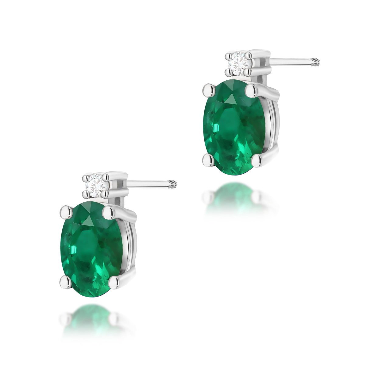 Złote kolczyki Szmaragd 2 x 0,40ct białe złoto sztyft zakręcany pr. 585