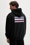 Bluzy męskie - Rossignol bluza bawełniana WATERFALL RELAX męska kolor czarny z kapturem wzorzysta RLOMS02 - miniaturka - grafika 1