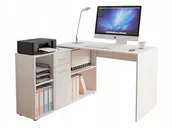 Biurka dla dzieci - Białe Biurko narożne do gabinetu Armando z Półkami - miniaturka - grafika 1