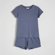 Piżamy damskie - Reserved - Dwuczęściowa piżama z bawełny - Niebieski - miniaturka - grafika 1