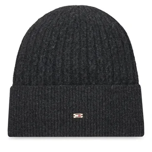 Czapka Tommy Hilfiger Th Cable Enamel Flag AW0AW17776 Czarny - Czapki damskie - miniaturka - grafika 1