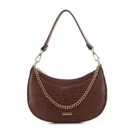 Torebki damskie - Damska torebka bagietka z łańcuszkiem croco bordowa - miniaturka - grafika 1