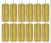 Świece - Świece ozdobne złote walec kokon 10/4 zestaw 12szt - miniaturka - grafika 1
