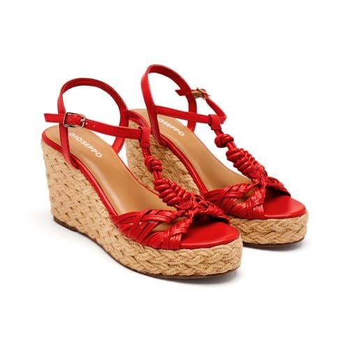 GIOSEPPO CASTINE, Damskie sandały na koturnie espadryle, czerwone, 40 EU, Czerwone, 40 EU