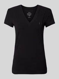 T-shirt z dekoltem w serek - Koszulki i topy damskie - miniaturka - grafika 1