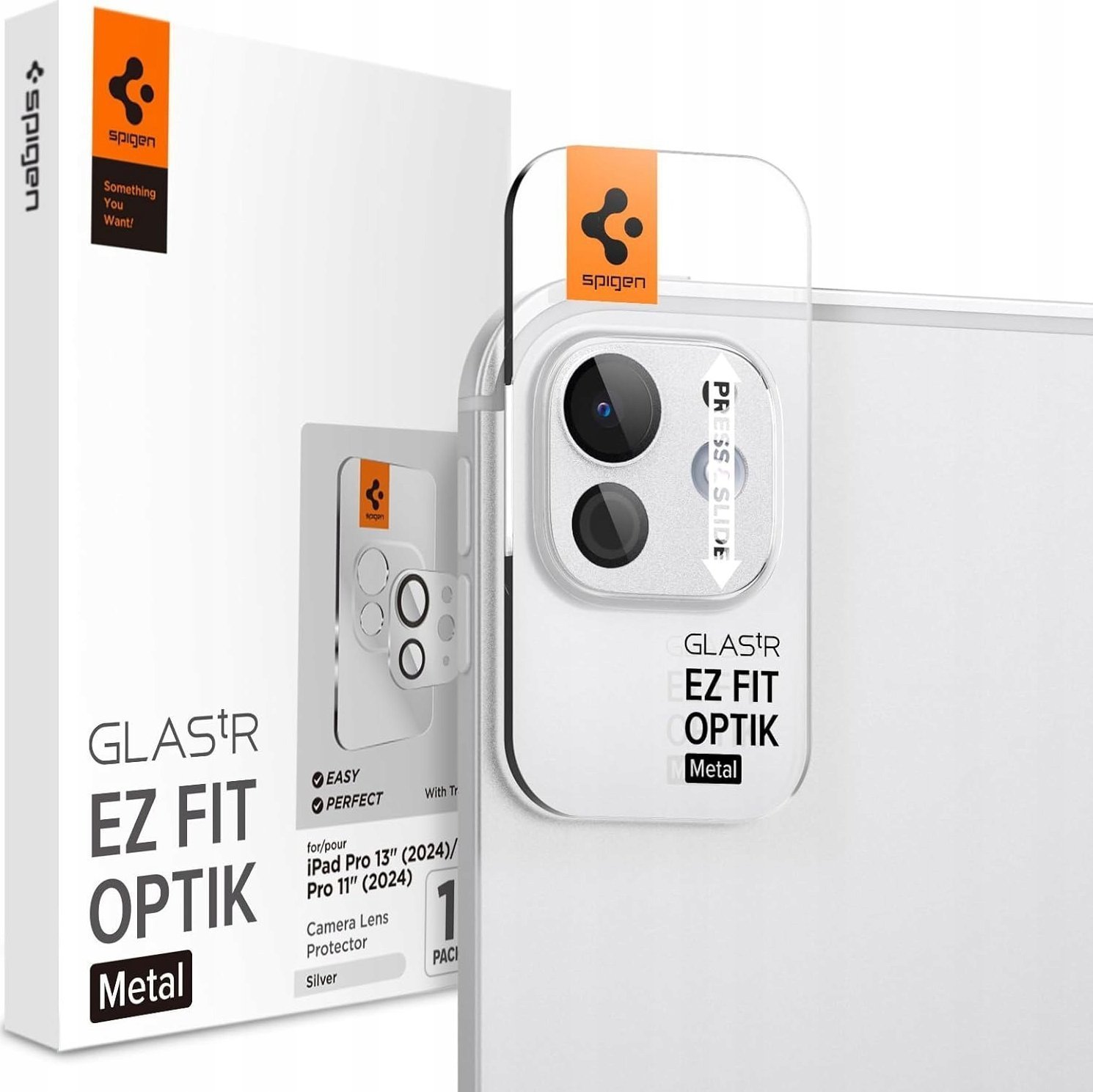 Spigen Spigen Glass tR EZ Fit Optik Metal 1 Pack, silver - iPad Pro 13