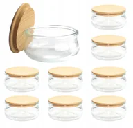 Pojemniki kuchenne - 9x Pojemniki na przyprawy eleganckie szkło z drewnianą pokrywką 210 ml - miniaturka - grafika 1