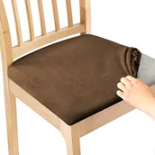 Pokrowce na meble - Pokrowiec na krzesło Siedzisko krzesła Kakao Brąz Welur 40x40cm [26l2] - miniaturka - grafika 1