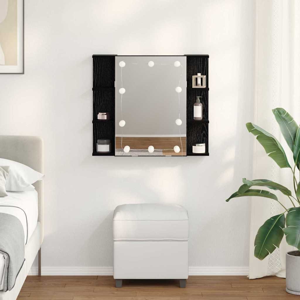 vidaXL vidaXL Szafka z lustrem z półką Z lustrem Czarny Dąb 70 x 16,5 x 60 cm