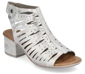 Sandały damskie - Sandały damskie Rieker 64676-60 na obcasie na rzepy beżowo-złote ażurowe-37 - miniaturka - grafika 1