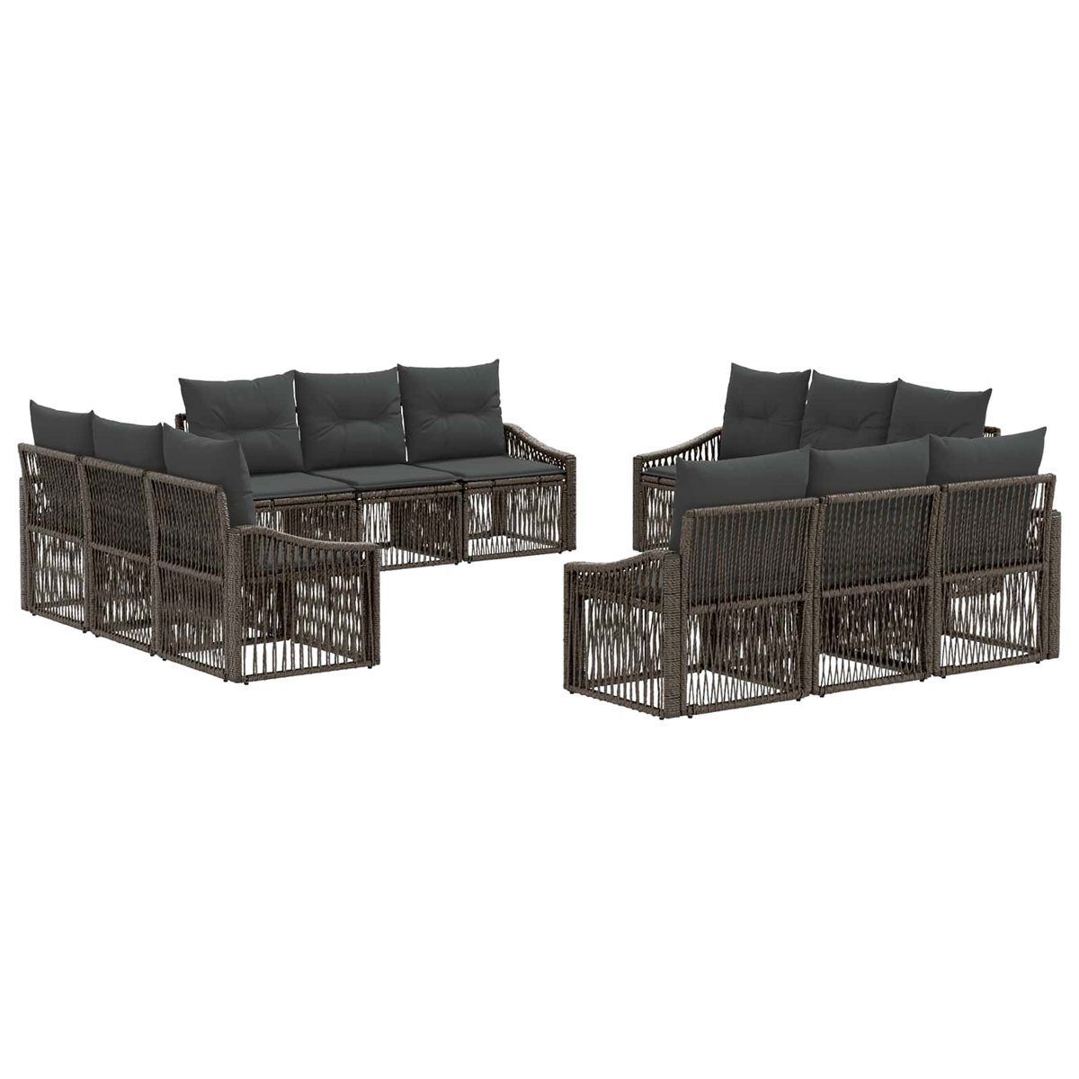 vidaXL Zestaw Sof na Ogród 12 pcs Szary polirattan