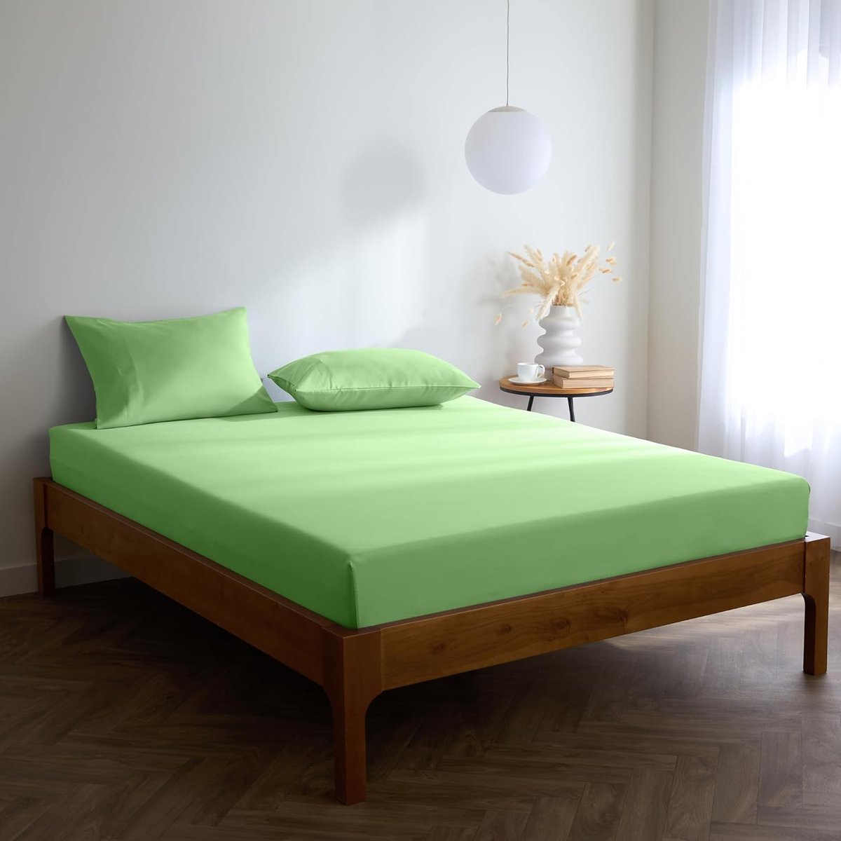 Mellanni Prześcieradło z Gumką 180x200 cm Wysokość do 40 cm Zielone