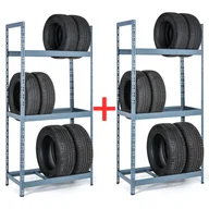 Szafy i regały magazynowe - Regał na opony 1+1 GRATIS, 2100x1000x500 mm, 3 piętra, RAL 7031 - miniaturka - grafika 1