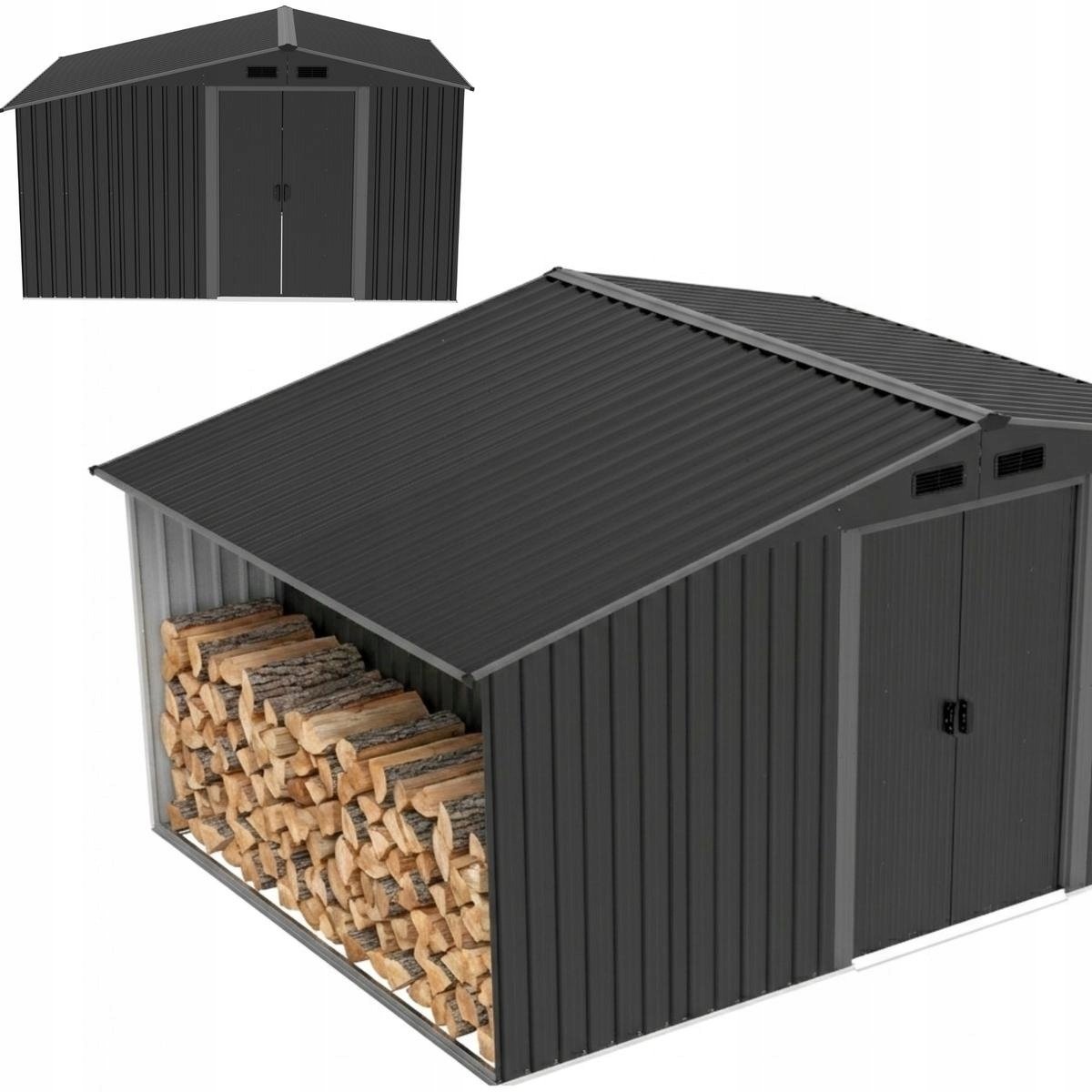 Saska Garden DOMEK OGRODOWY NARZĘDZIOWY METALOWY Z DREWUTNIĄ 308X245X202CM