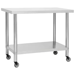 vidaXL Kuchenny stół roboczy na kółkach 100x30x85 cm stal nierdzewna 51637 - Stoły gastronomiczne - miniaturka - grafika 1