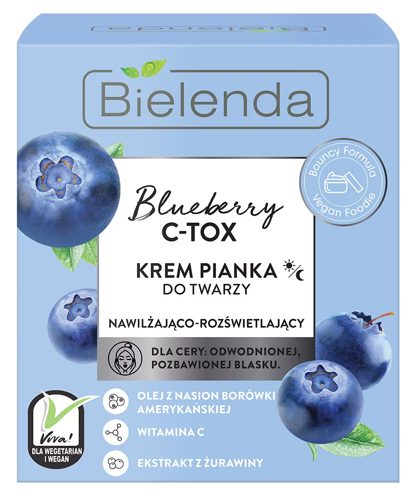 Bielenda Blueberry C-TOX Nawilżająco - Rozświetlający Krem Pianka Do Twarzy 40g 5902169038649