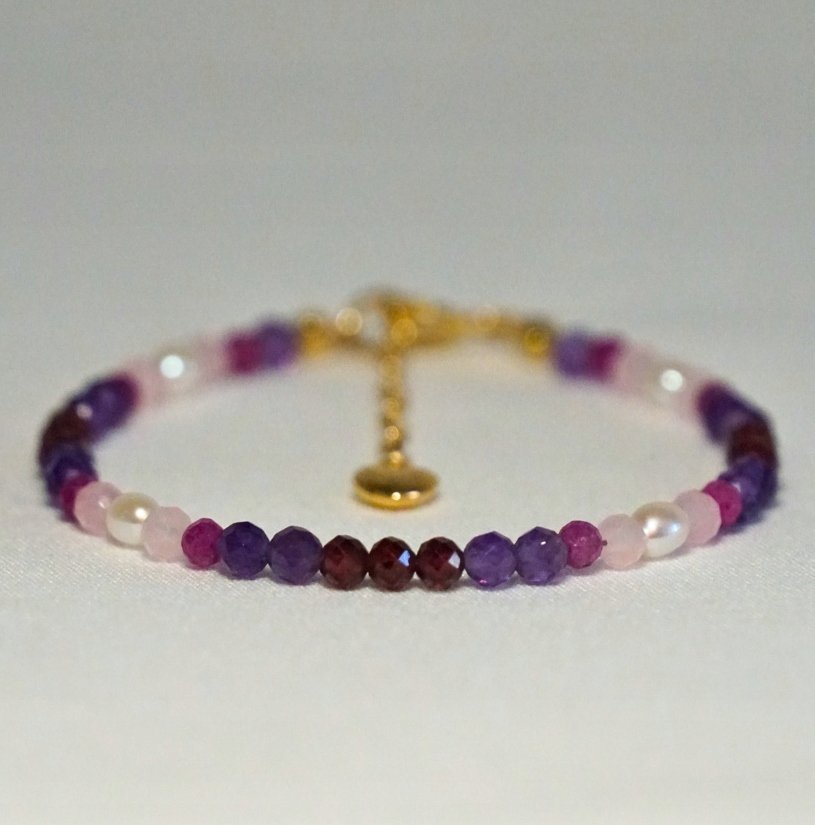 Bransoletka Miłości Kwarc Różowy Ametyst Rubin Perła Granat Crystals Break