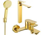 Zestawy baterii łazienkowych - Mexen Alexa R40 zestaw wannowy, złoty - 71213R40-50 - miniaturka - grafika 1
