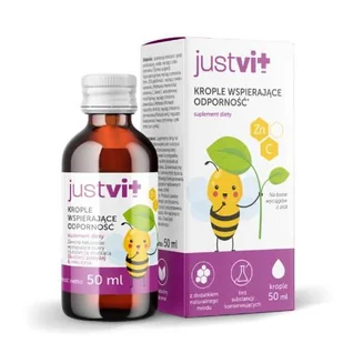 JUSTVIT krople wspierające odporność, 50ml - Przeziębienie i grypa - miniaturka - grafika 1