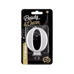 Godan Świeczka cyferka 0, metalik srebrna PF-SCS0 8cm - Urodziny dla dorosłych - miniaturka - grafika 1