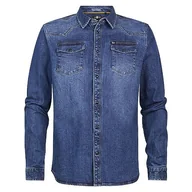 Koszulki męskie - Petrol Industries Men Shirt Long Sleeve Denim Koszulka męska, Dark Indigo, XXL - miniaturka - grafika 1