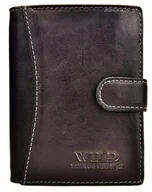 Portfele - Czarny SKÓRZANY Portfel Męski na ZAPINKĘ Pionowy Młodzieżowy ELEGANCKI Wild - miniaturka - grafika 1