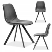 Krzesła - Czarne Krzesło Ze Skóry Antik Z Grubym Szwem Na Nodze Z Metalu Proxi Czarne - miniaturka - grafika 1