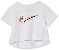 Koszulki dla dziewczynek - NIKE Koszulka dziewczęca G NSW SS Crop Tee, biała, M - miniaturka - grafika 1