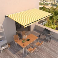 Markizy - VidaXL Lumarko Automatycznie zwijana markiza, 500 x 300 cm, żółto-biała! 3069148 VidaXL - miniaturka - grafika 1