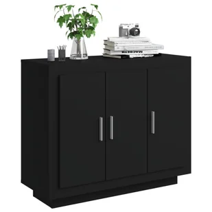 Lumarko Szafka, czarna, 92x35x75 cm, materiał drewnopochodny - Szafki do salonu - miniaturka - grafika 5