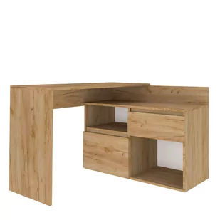 Biurko narożne MEGAN N4 dąb craft złoty - Biurka - miniaturka - grafika 1