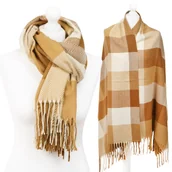 Apaszki i szaliki damskie - DUŻY CIEPŁY SZAL W KRATKĘ - FROSTFRINGE - SZA-H-90591-9 - miniaturka - grafika 1