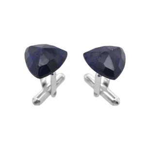 Spinki do koszuli Szafir niebieski (S1090) Srebrne [925] - Spinki do mankietów i krawatów - miniaturka - grafika 1